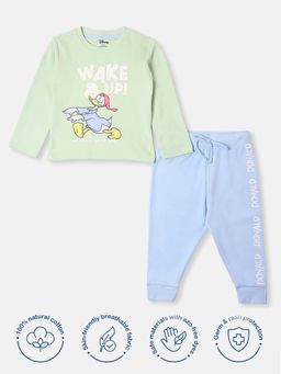Nautinati - Infant Green Cotton Disney Printed T-shirt & Joggers (Set of 2)