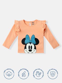 Nautinati - Infant Peach Cotton Mickey Mouse Print T-Shirt