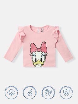 Nautinati - Infant Pink Cotton Daisy Duck Glitter Print T-Shirt