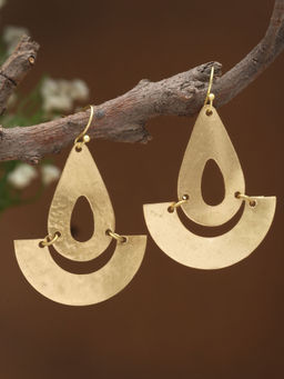 Moedbuille - Gold Brass Gold Plating Stones Earrings