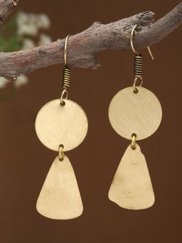 Moedbuille - Gold Brass Gold Plating Statement Earrings