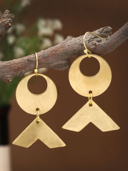 Moedbuille - Gold Brass Gold Plating Stones Earrings
