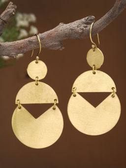 Moedbuille - Gold Brass Gold Plating Stones Earrings
