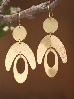 Moedbuille - Gold Brass Gold Plating Statement Earrings