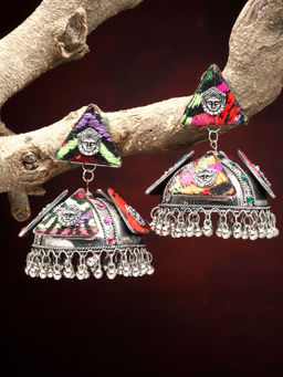 Moedbuille - Multi-Color Brass Silver Plating Temple Earrings