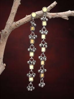 Moedbuille - Yellow Brass Silver Plating Oxidised Earrings