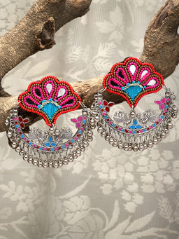 Moedbuille - Pink Brass Silver Plating Contemporary Earrings