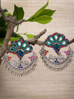 Moedbuille - Multi-Color Brass Silver Plating Contemporary Earrings