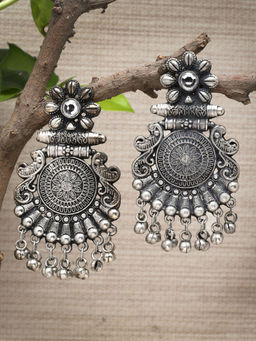 Moedbuille - Silver Brass Silver Plating Oxidised Earrings