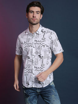 Campus Sutra - Men Printed Casual White Shirt
