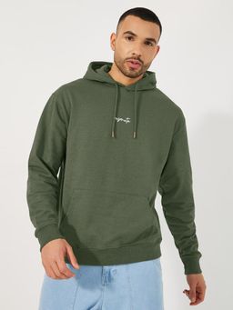 Styli - Men Embroidered Text Relaxed Fit Terry Hoodie