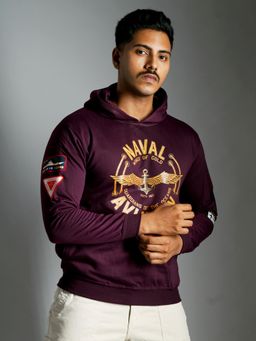 A47 - Indian Naval Aviation : Wings of Gold Maroon Oversized Hoodie