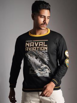 A47 - Indian Naval Aviation : KM-31 Naval Recon Black Oversized Sweatshirt