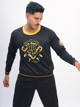 A47 - Indian Naval Aviation : Maritime Aviator Black Oversized Sweatshirt