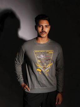 A47 - Indian Naval Aviation : SHBO Grey Oversized Sweatshirt