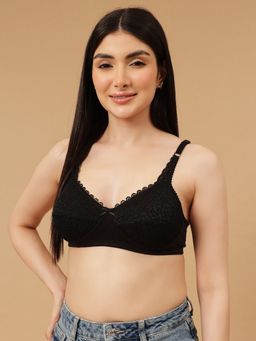 Clovia - Non-Padded Non-Wired Full Cup Balconette Bra In Black - Lace