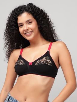 Clovia - Cotton Non-Padded Full Cup Wire Free Everyday Bra - Black