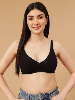 Clovia - Cotton Printed Non-Padded Full Cup Wire Free Full Figure Bra - Black