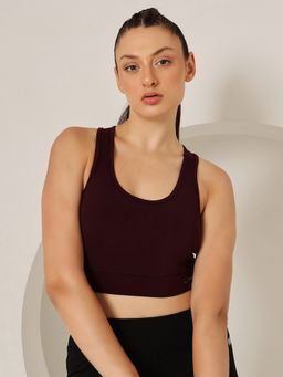 Clovia - Medium Impact Padded Racerback Sports Bra In Purple