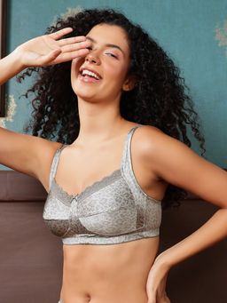 Clovia - Grey Polyamide Non-Padded Full Cup Wire Free T-Shirt Bra