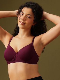 Clovia - Padded Non-Wired Full Coverage Multiway T-shirt Bra (Purple)