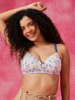 Clovia - Padded Non-Wired Full Coverage Floral Print Multiway T-shirt Bra (Multi-Color)