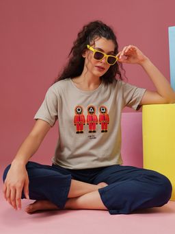 Clovia - Women'S Cotton Print T-Shirt and Pyjama