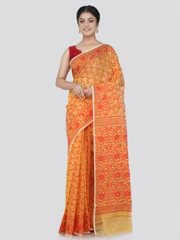 PinkLoom - Women's Soft Cotton Jamdani Saree Without Blouse Piece, Yellow