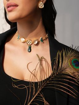 BINNI - Riana H&made Pachi Choker Set With Kundan Earrings