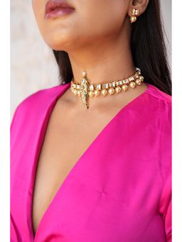 BINNI - Avyana Radiant Kundan Bird Choker Set With Pearls