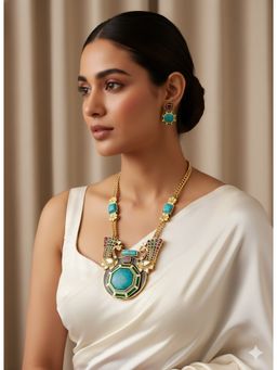 BINNI - Meera Majestic Turquoise Grace Radiance Statement Necklace Set