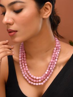 Silvermerc Designs - Pink Layered Bead Necklace For Traditional Outfits For Women