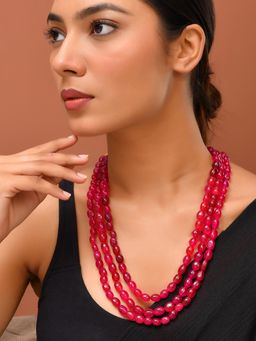 Silvermerc Designs - Rani Pink Beaded Necklace For Women