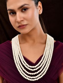 Silvermerc Designs - Traditional White Pearl Beaded Layered Necklace