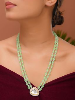 Silvermerc Designs - Mint Green Double Str& Beaded Necklace For Women