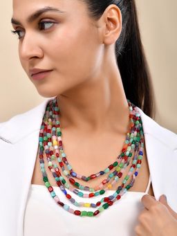Silvermerc Designs - Traditional Rani Pink Multi Layer Adjustable Necklace For Women