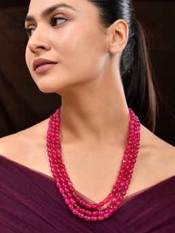 Silvermerc Designs - Gold Plated Multi Layered Ethnic Necklace & Mala For Women