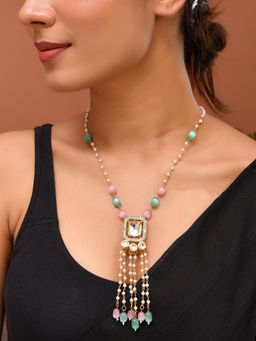 Silvermerc Designs - Multi Colour Kundan Pearl Ethnic Necklace For Women