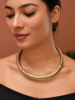 Silvermerc Designs - Gold Textured Western Torque Necklace For Women