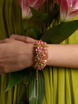 House of D'oro - Rose Pink Green Fashion Adjustable Bangle Bracelet For Women