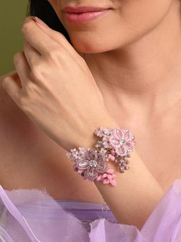 House of D'oro - Lilac & Pink Flower Adjustable Bracelet