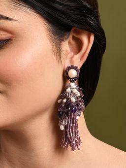 House of D'oro - Luxury Wine & Pearl Long Earrings