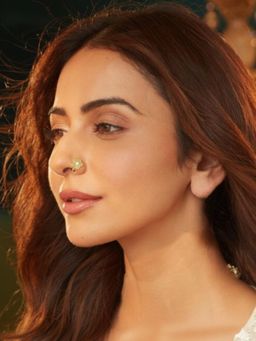 Accessher - Gold Plated Stone Studded Floral Clip On Nose Pin