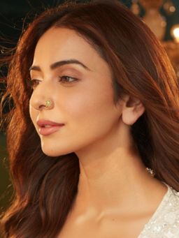 Accessher - Traditional Oxidized Gold Floral Clip On Nose Pin