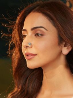 Accessher - Oxidized Silver Spiral Floral Clip On Nose Pin