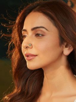 Accessher - Oxidized Gold Floral Clip On Nose Pin with Stone