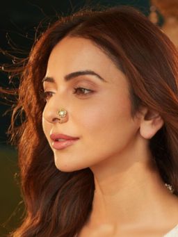 Accessher - Silver Plated Rhinestone Adjustable Clip On Nose Pin