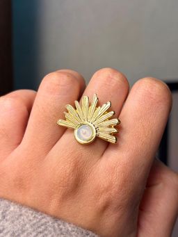 ISHKAARA - Gold Plated Pearl Sun Ring
