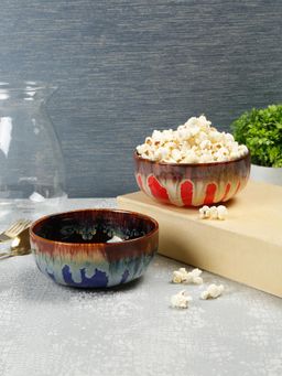 ARRABI - Premium Multi Pack of 2 Solid Ceramic Serving Bowl Set
