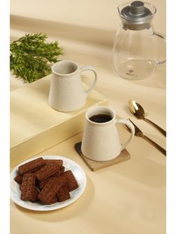 ARRABI - Premium White Textured Pack of 2 Ceramic Glazed Cone Mugs